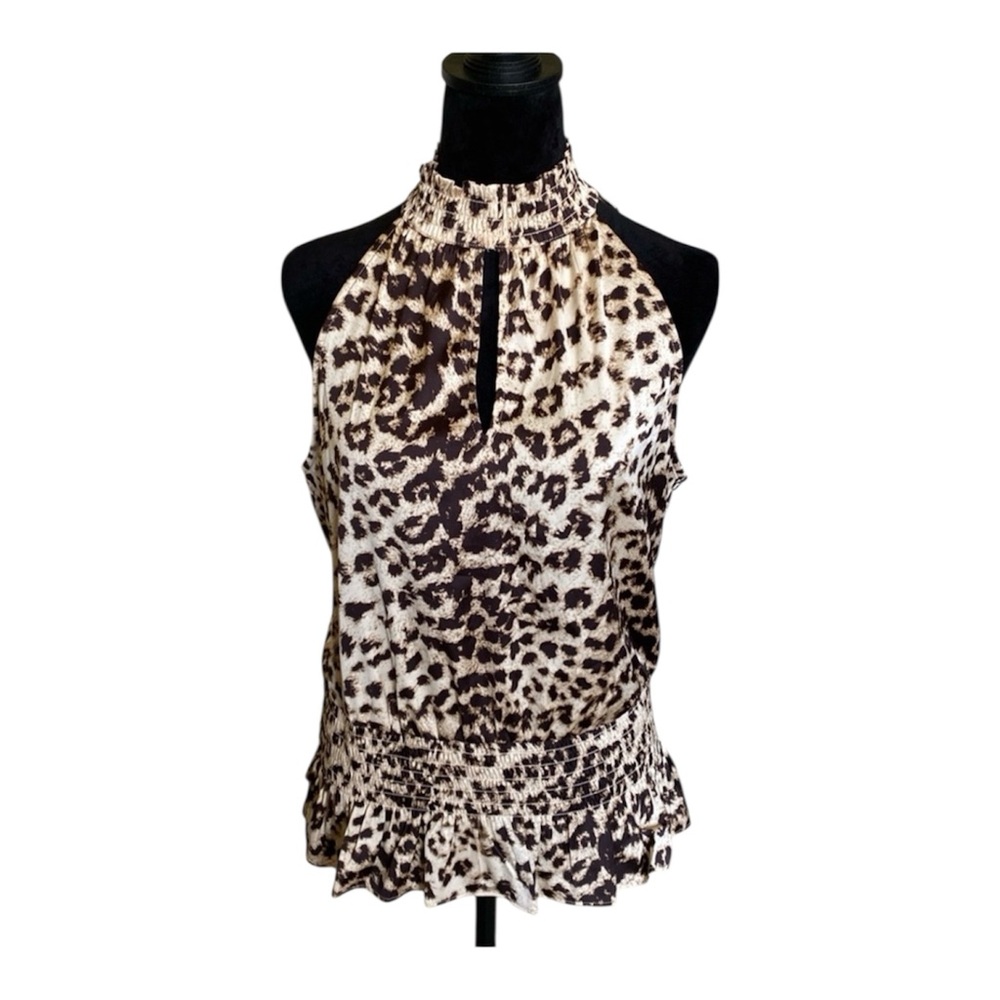 NWT INC International Concepts Carla Cheetah Animal Print Halter Blouse Sz M